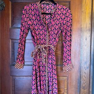 Pink Geometric Wrap Dress